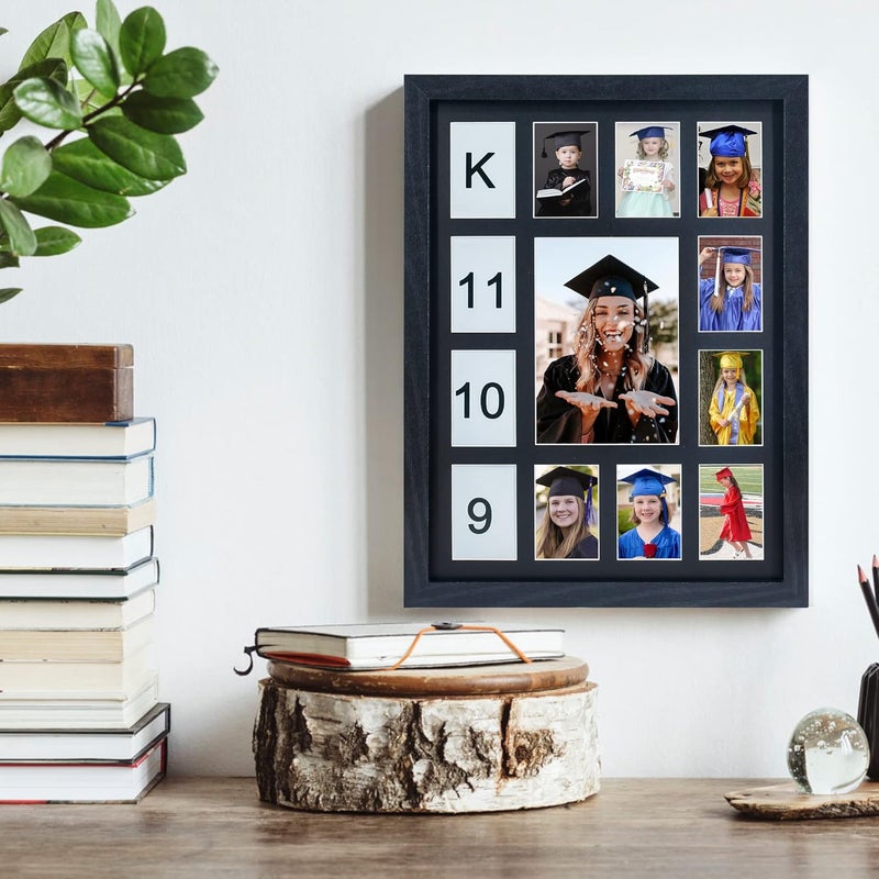 FramePro School Years Picture Frame K-12 Day Graduation Photo Collage Black Frame with Mat, Displays One 5x7 Photo and Twelve 2.5x3.5 Pictures, Pack of 2 - Image 4